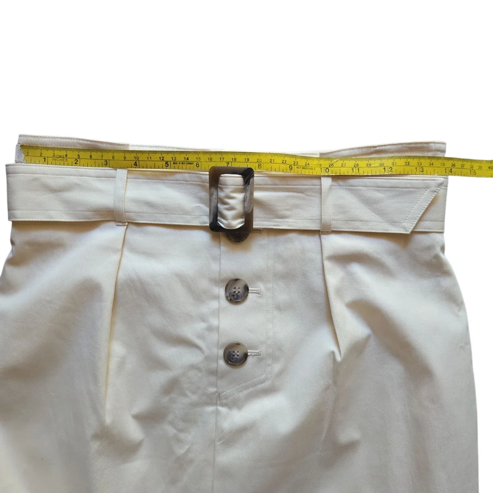 Antonio Melani High-Waist Belted Pencil Midi‎ Skirt Beige ~Small